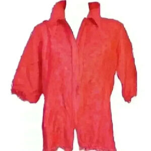 MARLA KIM Womans RED Full Zip Jacket Top 3/4 Sleeve Raw Edges Shirt size XL